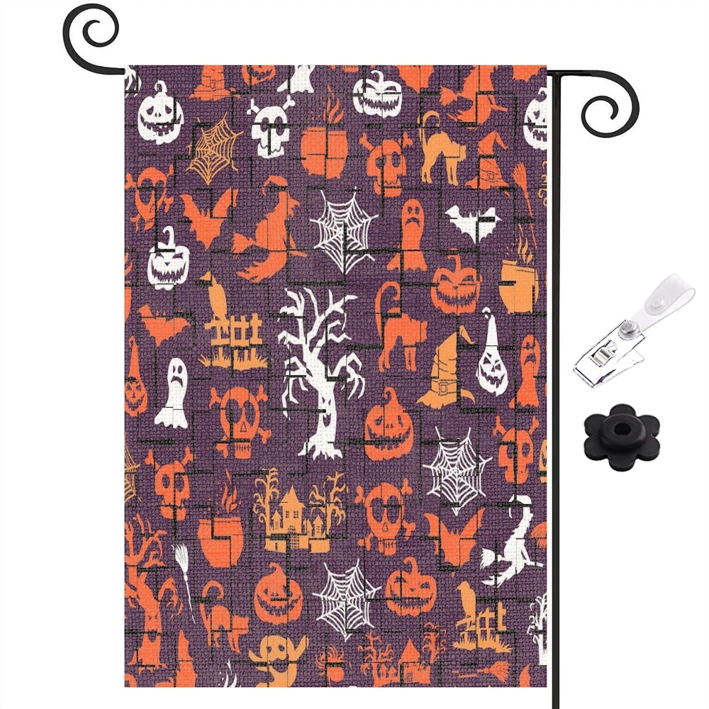 Halloween Boo Garden Flag Vertical Double Sided,Scary Pumpkin Ghost Spooky Dog Burlap Welcome Yard Flag for Halloween Farmhouse Holiday Yard Outdoor Decoration,12x18 inch,#229