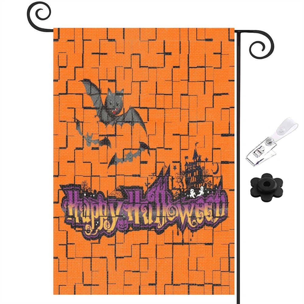 Christmas Garden Flag Jack Skellington Halloween Decoration Pumpkin Double Sized Yard Sign Outdoor Decor,12x18 inch,#37