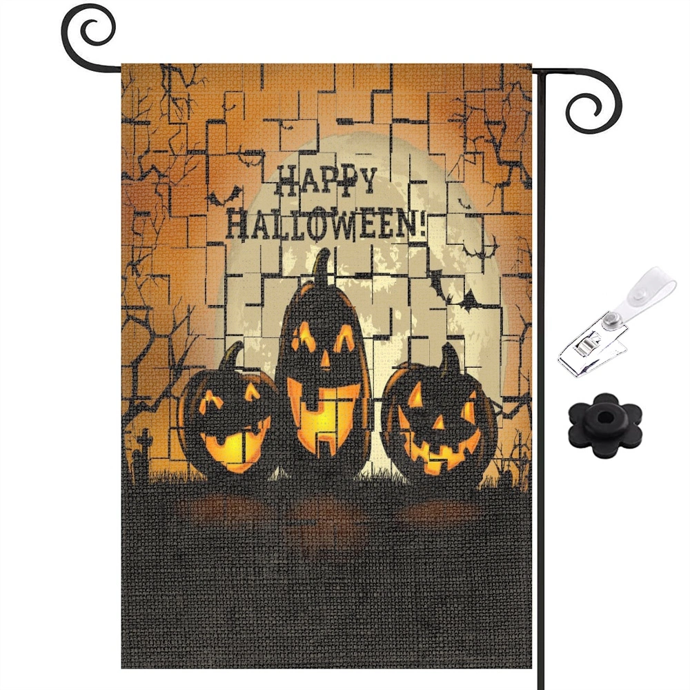 Halloween Decoration,Christmas Garden Flag Jack Skellington Halloween Decoration Pumpkin Double Sized Yard Sign Outdoor Decor,12x18 inch,#275