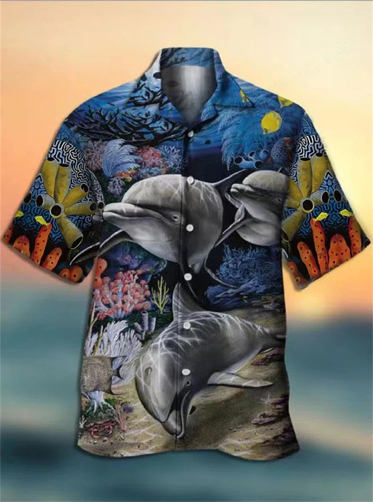 Christmas Shirts Men,Men's Print Casual Breathable Short Sleeve Shirt