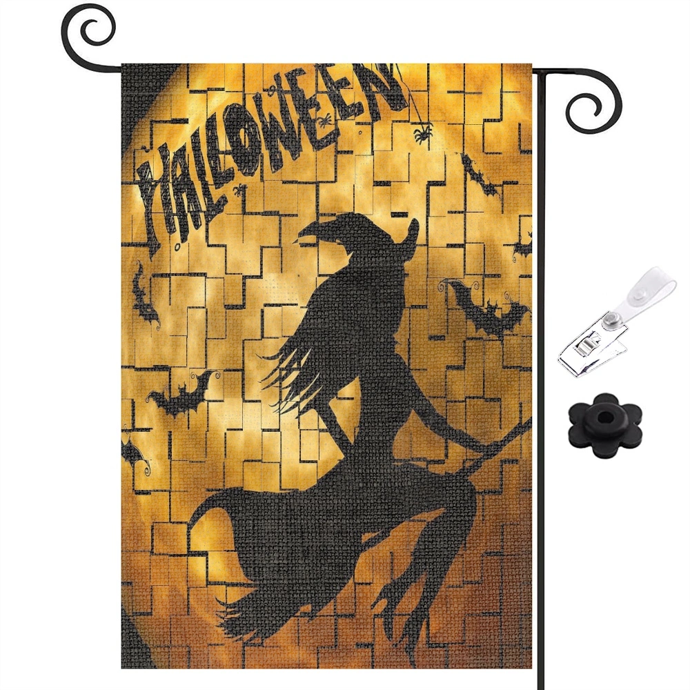 Halloween Cat Garden Flag Vertical Double Sided Happy Halloween Pumpkin Holiday Outside Decorations Burlap Yard Flag,12x18 inch,#232