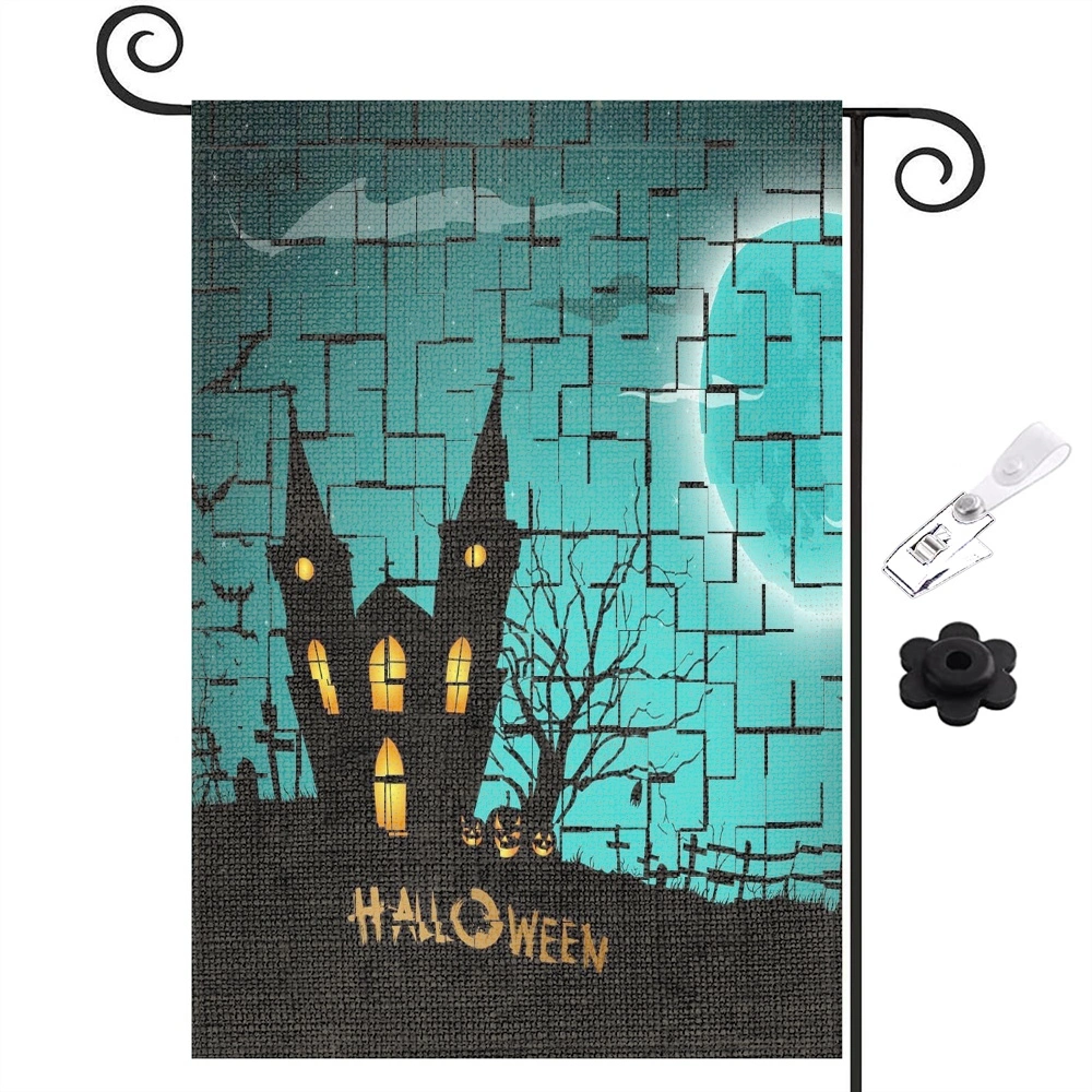 Halloween Decoration,Ghost Halloween Garden Flag,Vertical Double Sided Applique Polka Dots Boo Yard Flag, Halloween Decorations Outdoor, Rustic Farmhouse Decor for Seasonal Holiday,12x18 inch,#375