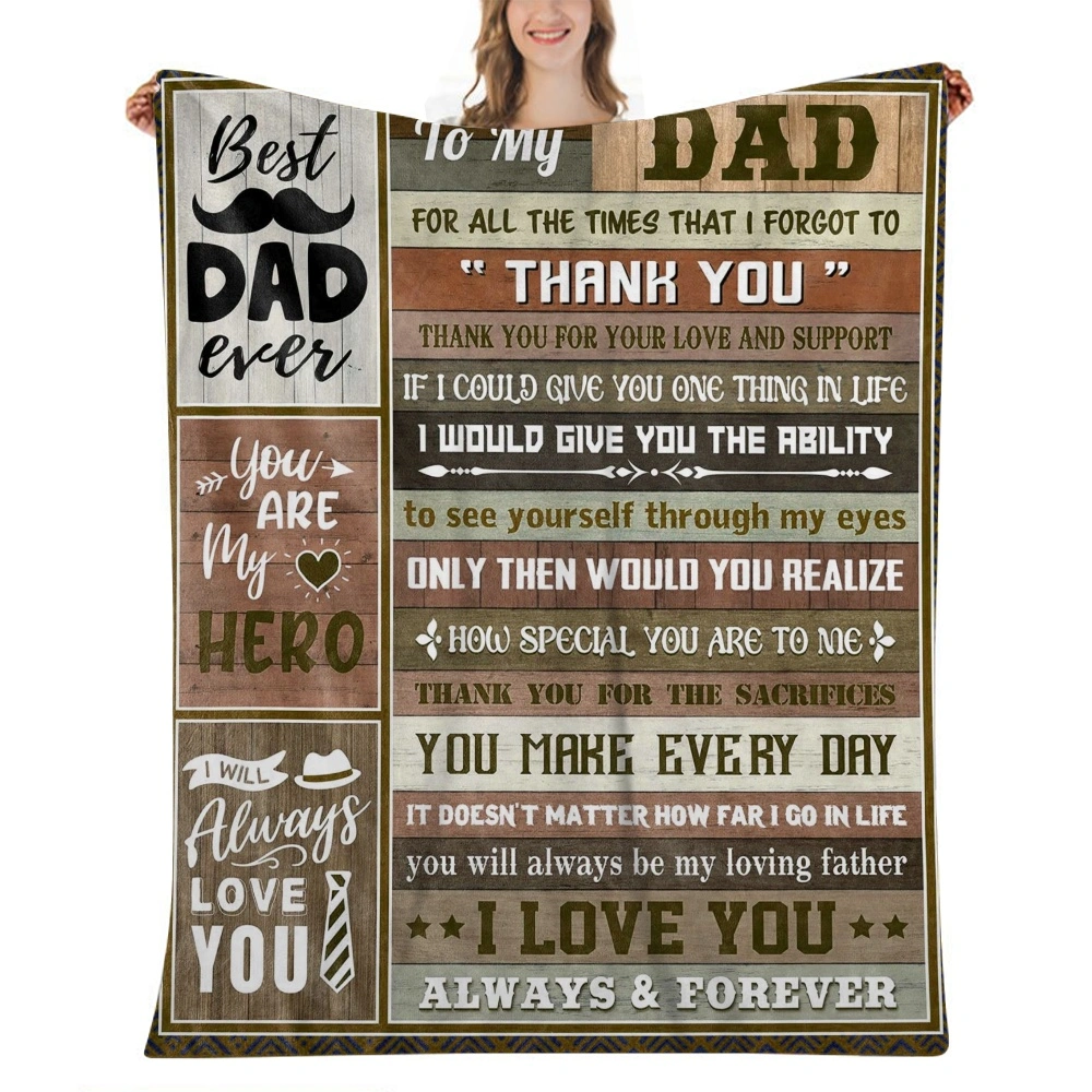 Birthday Gifts for Dad Fathers Day Christmas Valentine's Thanksgiving Dad Gift from Son Presents Flannel Blanket for Men with Letter Soft Throw,32x48''(#048)