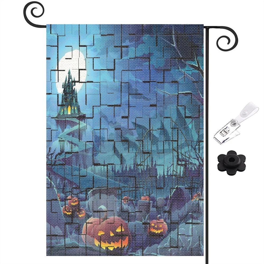 Halloween Decoration,Ghost Spooky Halloween Boo Garden Flag Double Sided Outside, Holiday Yard Outdoor Decorative Flag,12x18 inch,#386