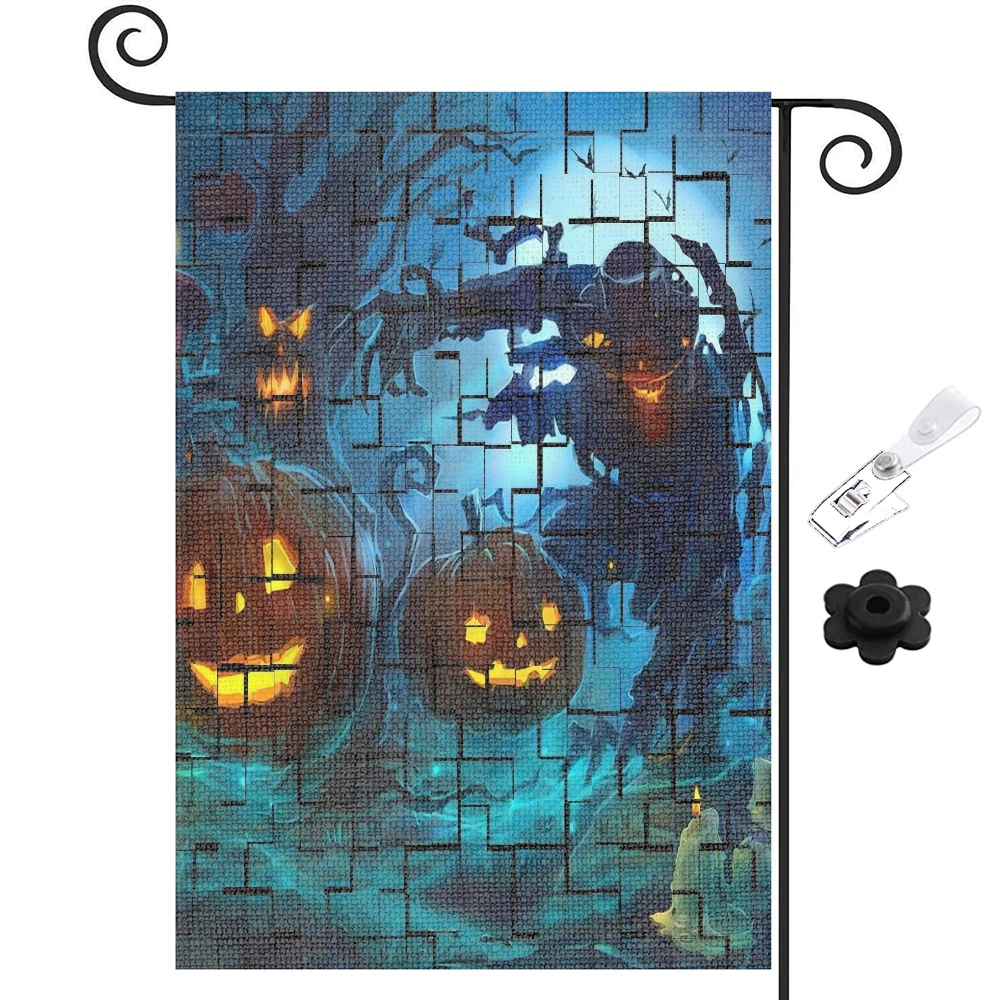 Halloween Decoration,Ghost Spooky Halloween Boo Garden Flag Double Sided Outside, Holiday Yard Outdoor Decorative Flag,12x18 inch,#384