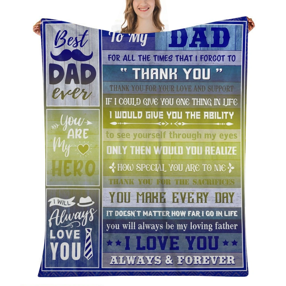 Birthday Gifts for Dad Fathers Day Christmas Valentine's Thanksgiving Dad Gift from Son Presents Flannel Blanket for Men with Letter Soft Throw,32x48''(#059)