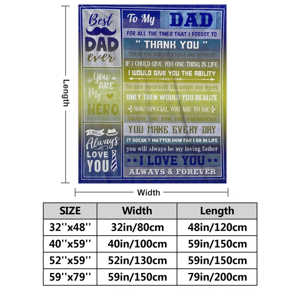 Birthday Gifts for Dad Fathers Day Christmas Valentine's Thanksgiving Dad Gift from Son Presents Flannel Blanket for Men with Letter Soft Throw,32x48''(#059)