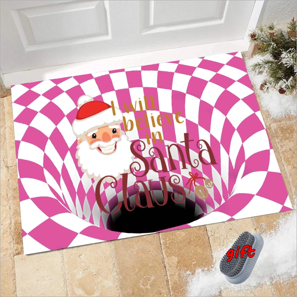 Doormat Merry Christmas Claus Snowman Elk Doormat Happy Holidays Doormat Washable Non Slip Floor Rugs Christmas Floor Mat for Front Porch Door Bathroom,S,#09