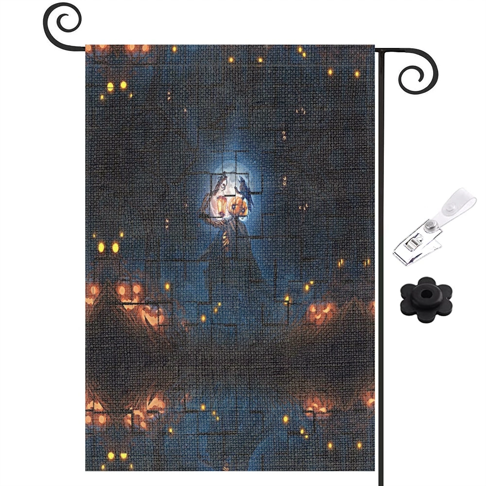 Halloween Decoration,Ghost Spooky Halloween Boo Garden Flag Double Sided Outside, Holiday Yard Outdoor Decorative Flag,12x18 inch,#388