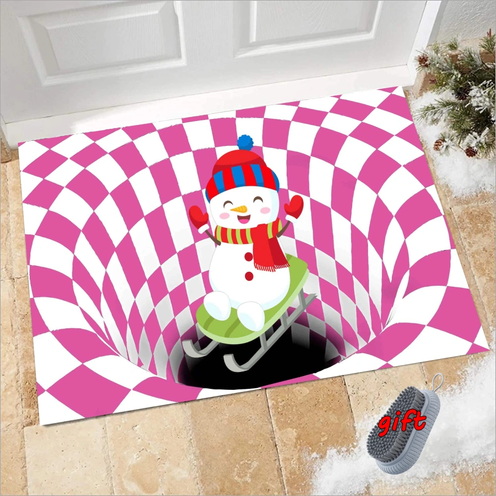 Merry Christmas Claus Snowman Elk Decorative Doormat Christmas Holiday Decor Durable Floor Mat Non-Slip Low-Profile Welcome mat for Indoor Outdoor,S,#16