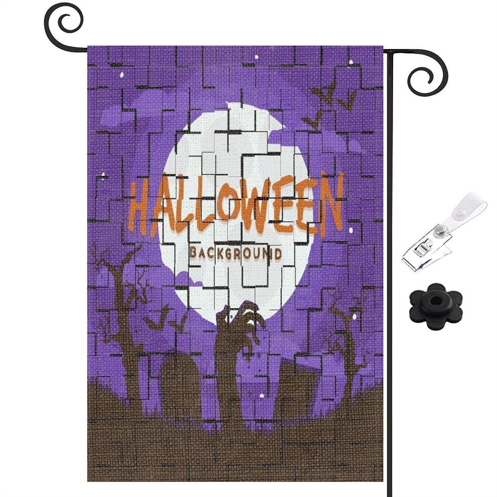 Ghost Tree Halloween Garden Flag Double Sided Outside, Crows Gather Here Holiday Yard Outdoor Decorative Flag,12x18 inch,#159