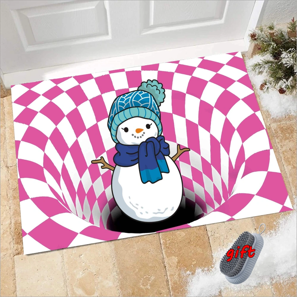 Merry Christmas Claus Snowman Elk Decorative Doormat,Funny Christmas Animals Floor Mats Decor for Christmas Holiday New Year Home Bars Clubs Cafes Porch Front Door,S,#20