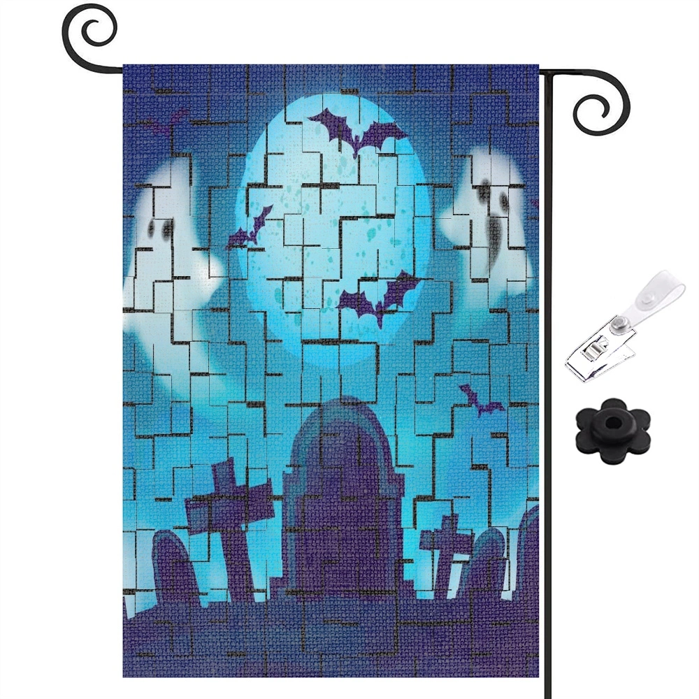 Ghost Tree Halloween Garden Flag Double Sided Outside, Crows Gather Here Holiday Yard Outdoor Decorative Flag,12x18 inch,#160