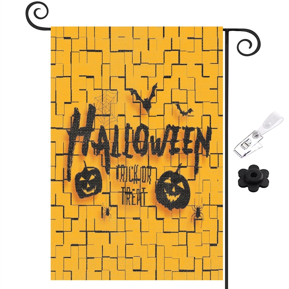 Halloween Banner Halloween Garden Flag Spooky Crow Halloween Burlap Seasonal Flag Burlap Banner Halloween Outdoor Decorations Ghost Decor Printed Garden Flag Garden Banner Pumpkin,12x18 inch,#164