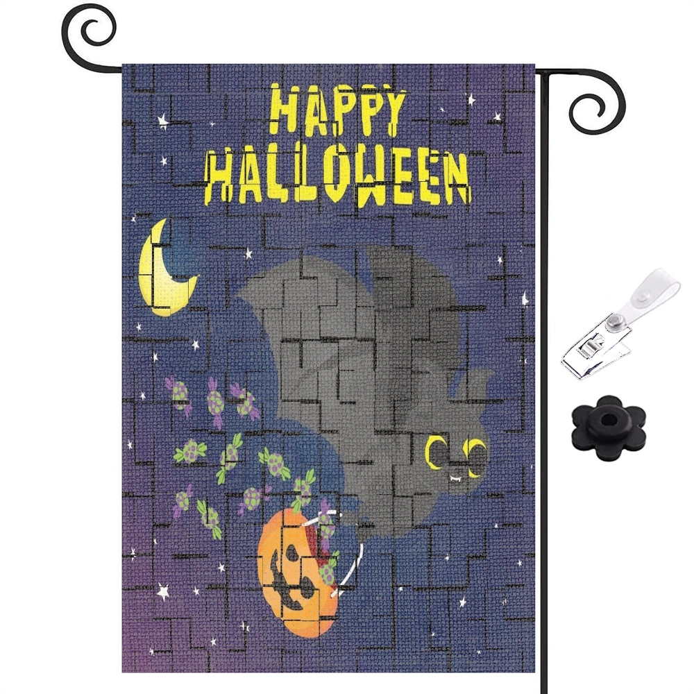 Halloween Banner Halloween Garden Flag Spooky Crow Halloween Burlap Seasonal Flag Burlap Banner Halloween Outdoor Decorations Ghost Decor Printed Garden Flag Garden Banner Pumpkin,12x18 inch,#166