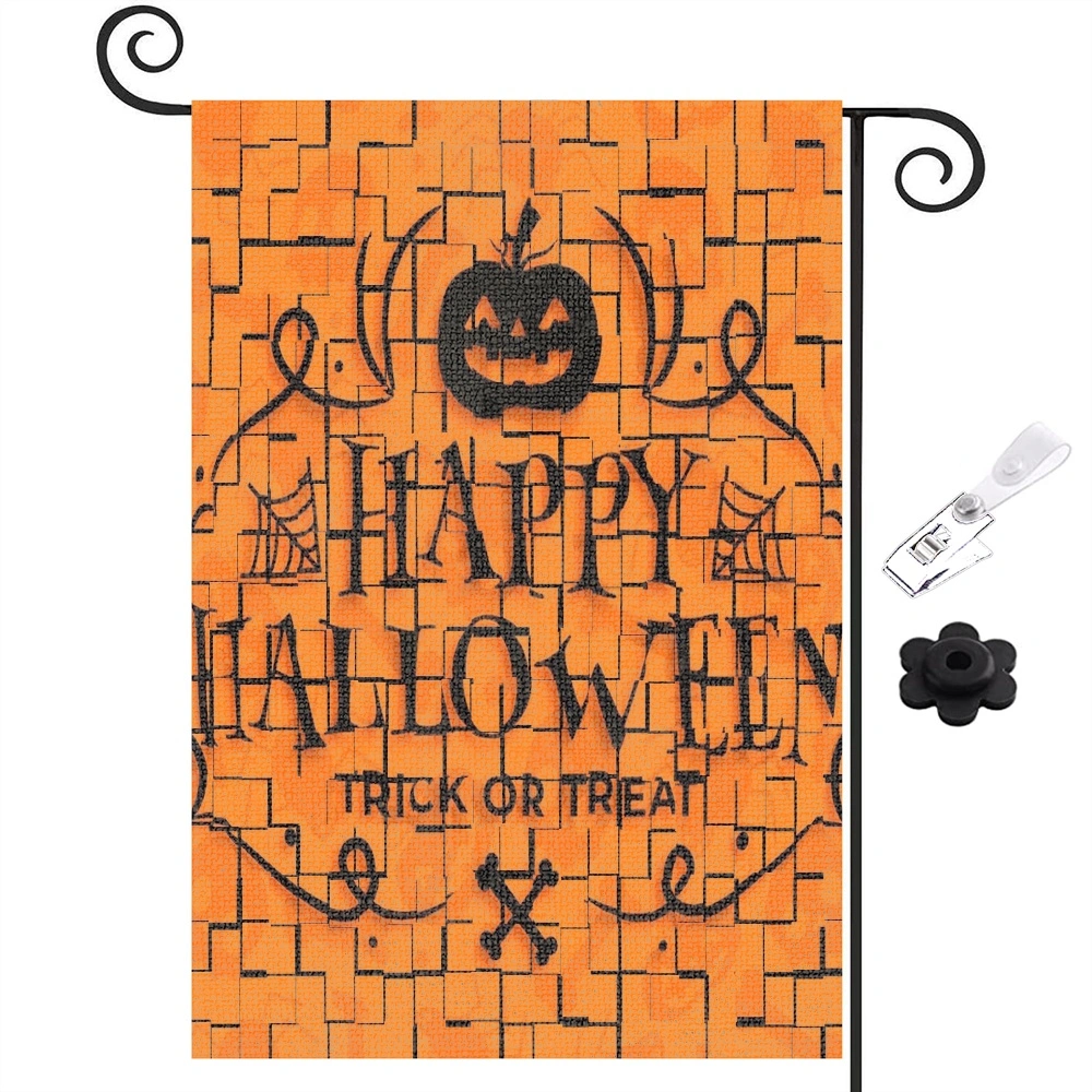 Halloween Banner Halloween Garden Flag Spooky Crow Halloween Burlap Seasonal Flag Burlap Banner Halloween Outdoor Decorations Ghost Decor Printed Garden Flag Garden Banner Pumpkin,12x18 inch,#170