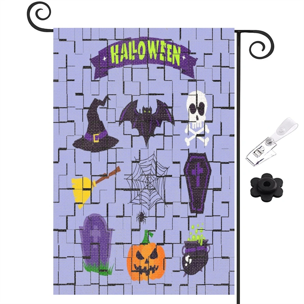 Halloween Banner Halloween Garden Flag Spooky Crow Halloween Burlap Seasonal Flag Burlap Banner Halloween Outdoor Decorations Ghost Decor Printed Garden Flag Garden Banner Pumpkin,12x18 inch,#168