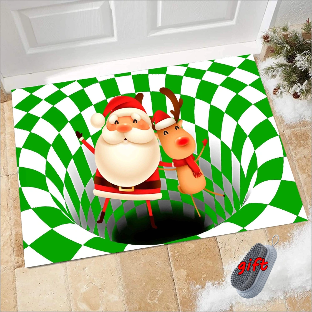 Welcome Mat Merry Christmas Claus Snowman Elk Doormat with Heavy Duty Backing Entrance Mat for Indoor Outdoor Entrance Easy Clean Housewarming Gift,S,#103