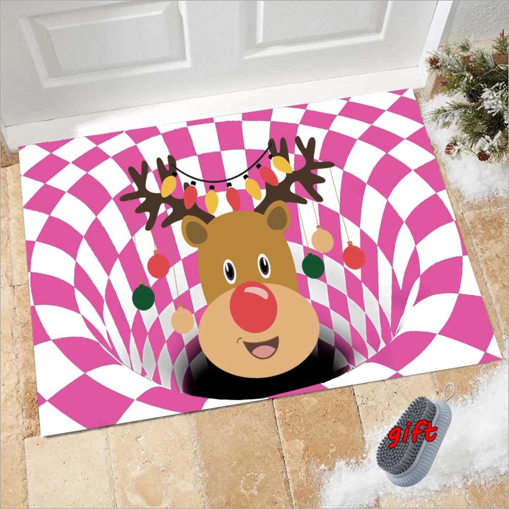 Merry Christmas Claus Snowman Elk Door Mat Black Red Christmas Ball Front Door Mat with Anti-Slip Back Xmas Holiday Indoor Outdoor Carpet for Home Office Kitchen Yard Garden Decoration,S,#26