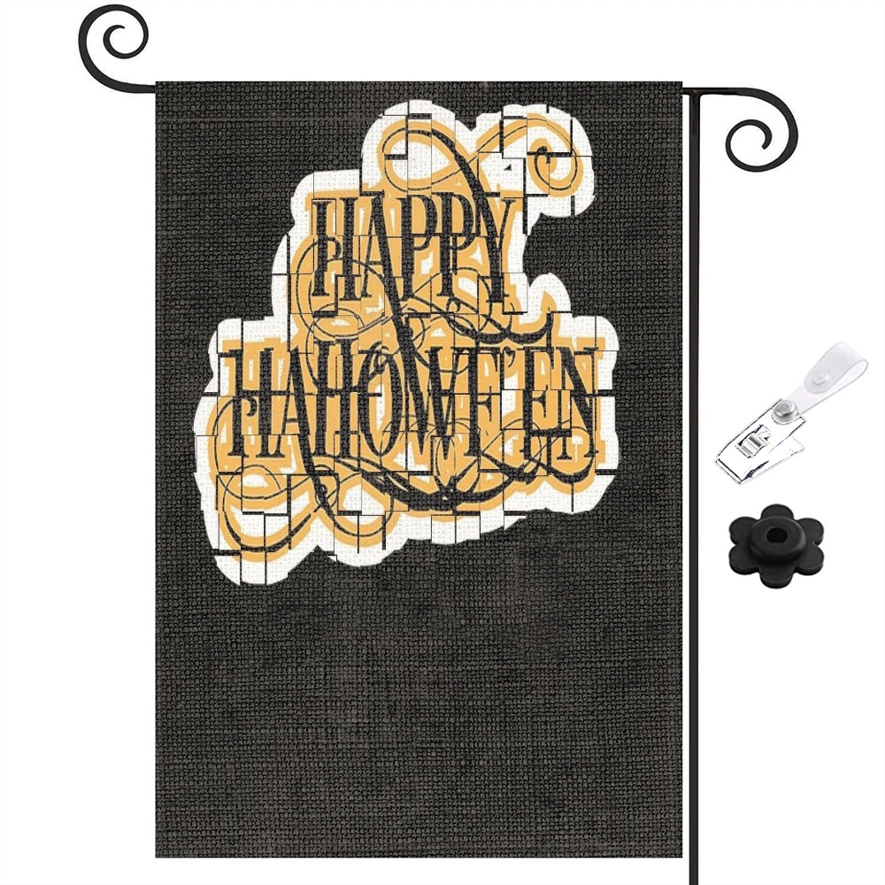 Halloween Decoration,Halloween Falling Outside the Prank Double-sided Linen Garden Flag, Home Outdoor Yard Halloween Garden Flag Decoration,12x18 inch,#512