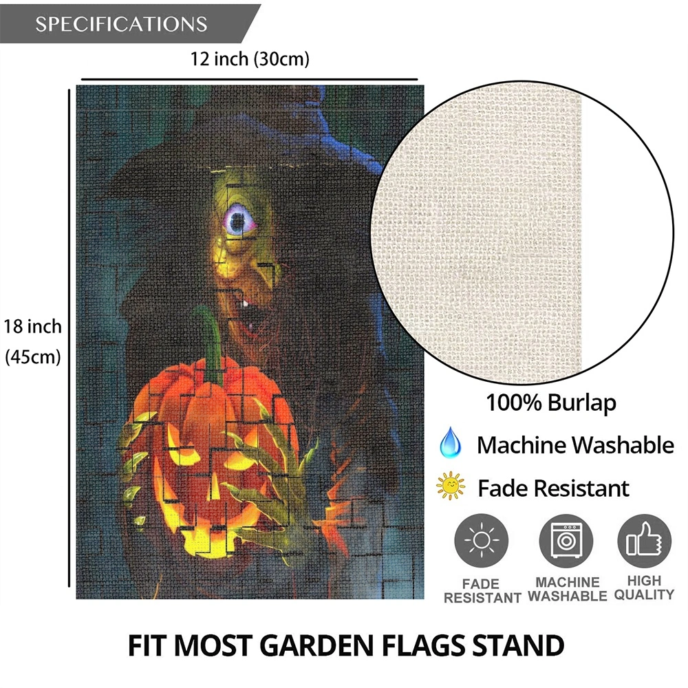 Halloween Decoration,Halloween BOO Garden Flag Double Sided, Best Choice Happy Halloween Funny Welcome Peeps Autumn Outdoor Seasonal Mini Burlap Fall Garden Flags,12x18 inch,#418