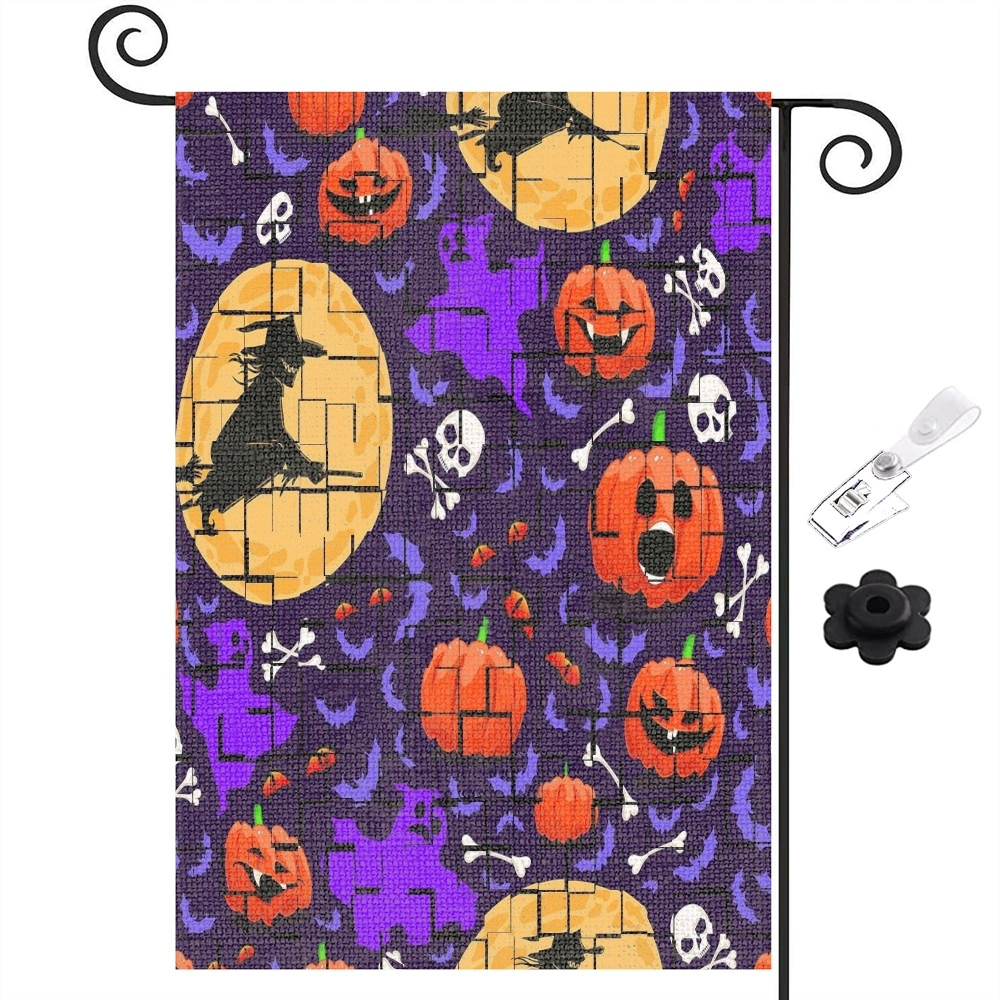 Halloween Decoration,Fall Garden Flag Thanksgiving Pumpkin Double Sided Polka Dot Stripes Yard Flag Outside Autumn Farmhouse Decoration,12x18 inch,#324