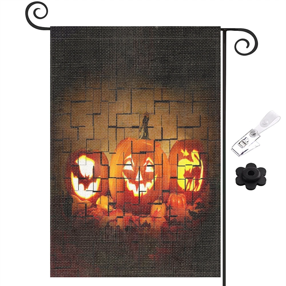 Halloween Decoration,Halloween BOO Garden Flag Double Sided, Best Choice Happy Halloween Funny Welcome Peeps Autumn Outdoor Seasonal Mini Burlap Fall Garden Flags,12x18 inch,#419