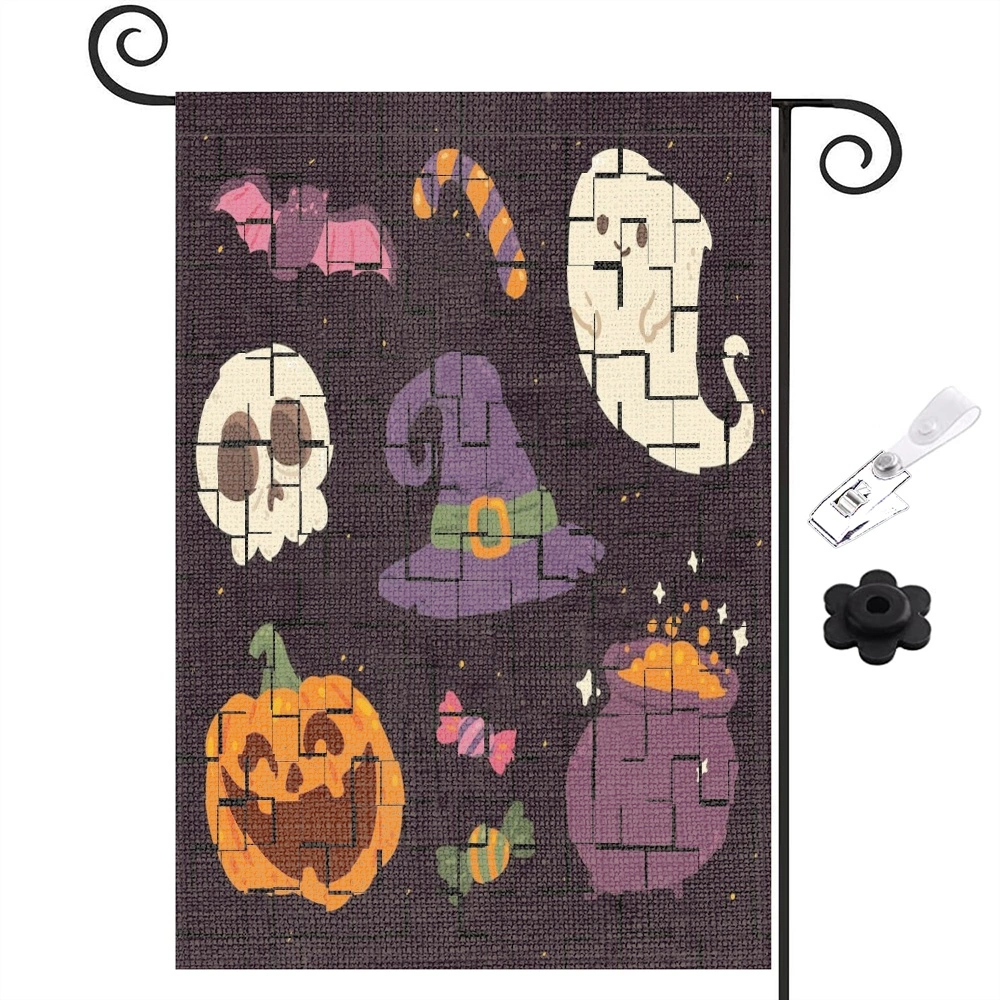 Halloween BOO Garden Flag Double Sided, Best Choice Happy Halloween Funny Welcome Peeps Autumn Outdoor Seasonal Mini Burlap Fall Garden Flags,12x18 inch,#190