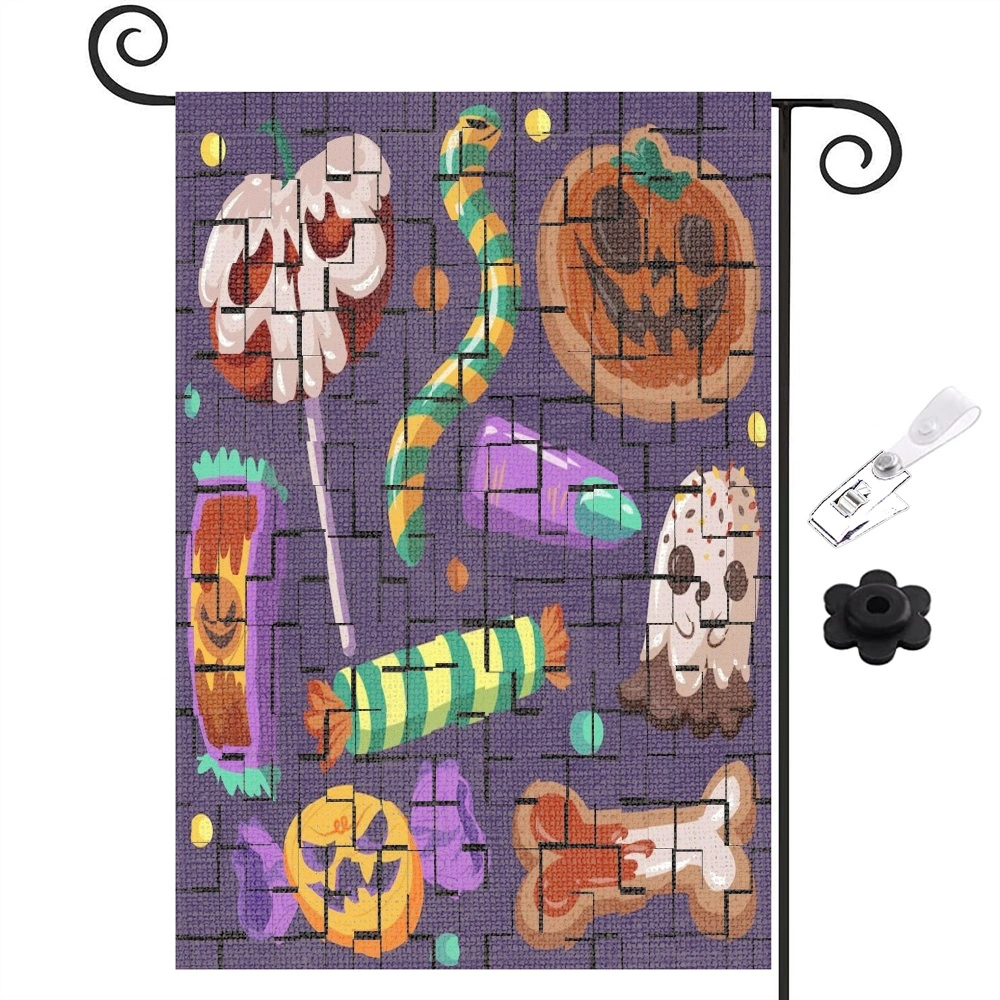 Halloween Boo Garden Flag Ghost Dog Spooky Double Sided Outside, Burlap Welcome Holiday Yard Outdoor Decorative Flag,12x18 inch,#191