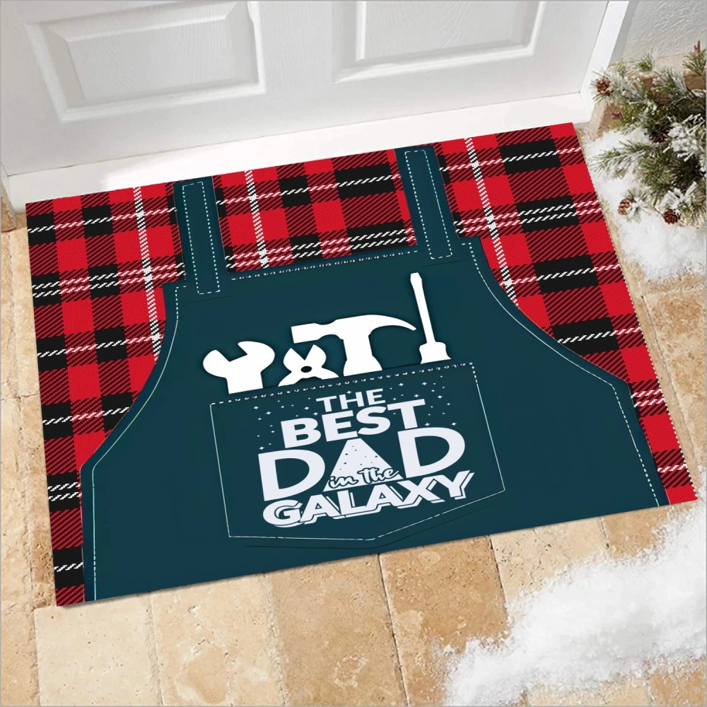 Best Dad Ever Door Mat Indoor Outdoor Entrance Doormat Non Slip Backing Door Mat Funny Christmas Decorative Doormat for Holiday Home Front Door Outside Entry(A163,S)