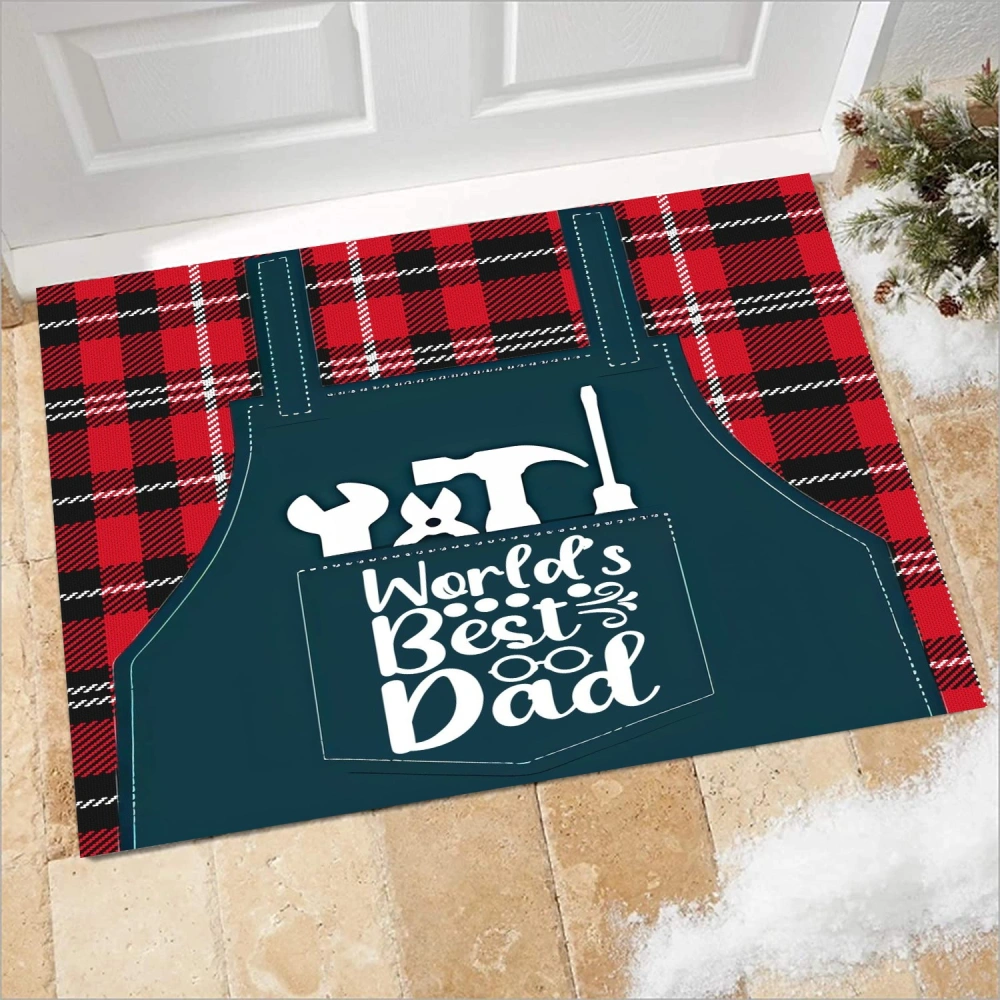 Best Dad Ever Door Mat Black Red Christmas Ball Front Door Mat with Anti-Slip Back Xmas Holiday Indoor Outdoor Carpet for Home Office Kitchen Yard Garden Decoration(A124,S)