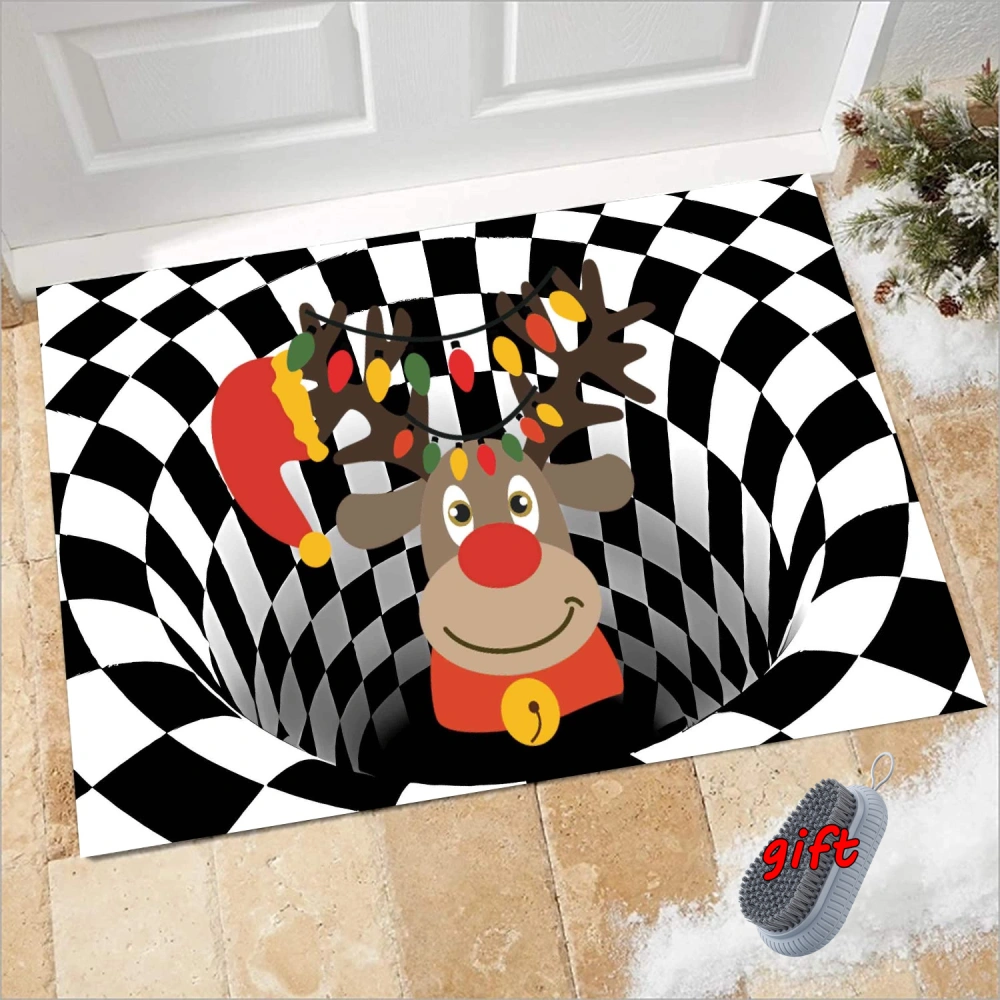 Merry Christmas Claus Snowman Elk Doormat Welcome Floor Mat with Non-Slip Backing Winter Front Door Mat Christmas Doormat for Patio Entryway Home Decor Easy Clean,S,#55