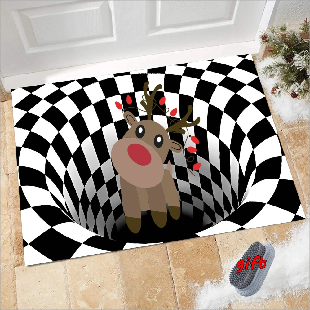 Merry Christmas Claus Snowman Elk Doormat,Non-Slip Backing-Perfect for Indoor and Outdoor Use,S,#61