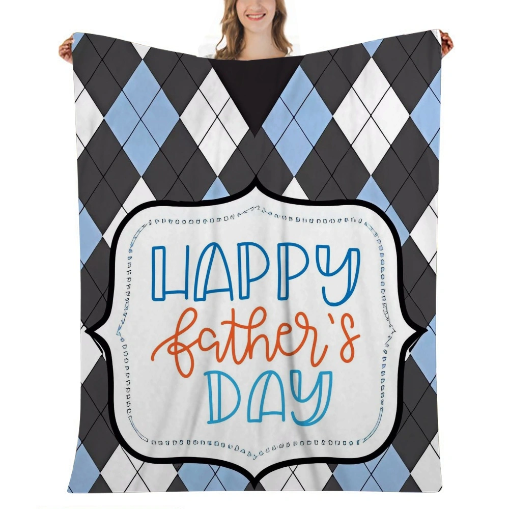 Happy Fathers Day Blanket Soft  Cotton Throw Blanket, Smooth Long Staple Cotton, Warm Throw for Bed, Couch, Travel & Car(32x48'',A149)