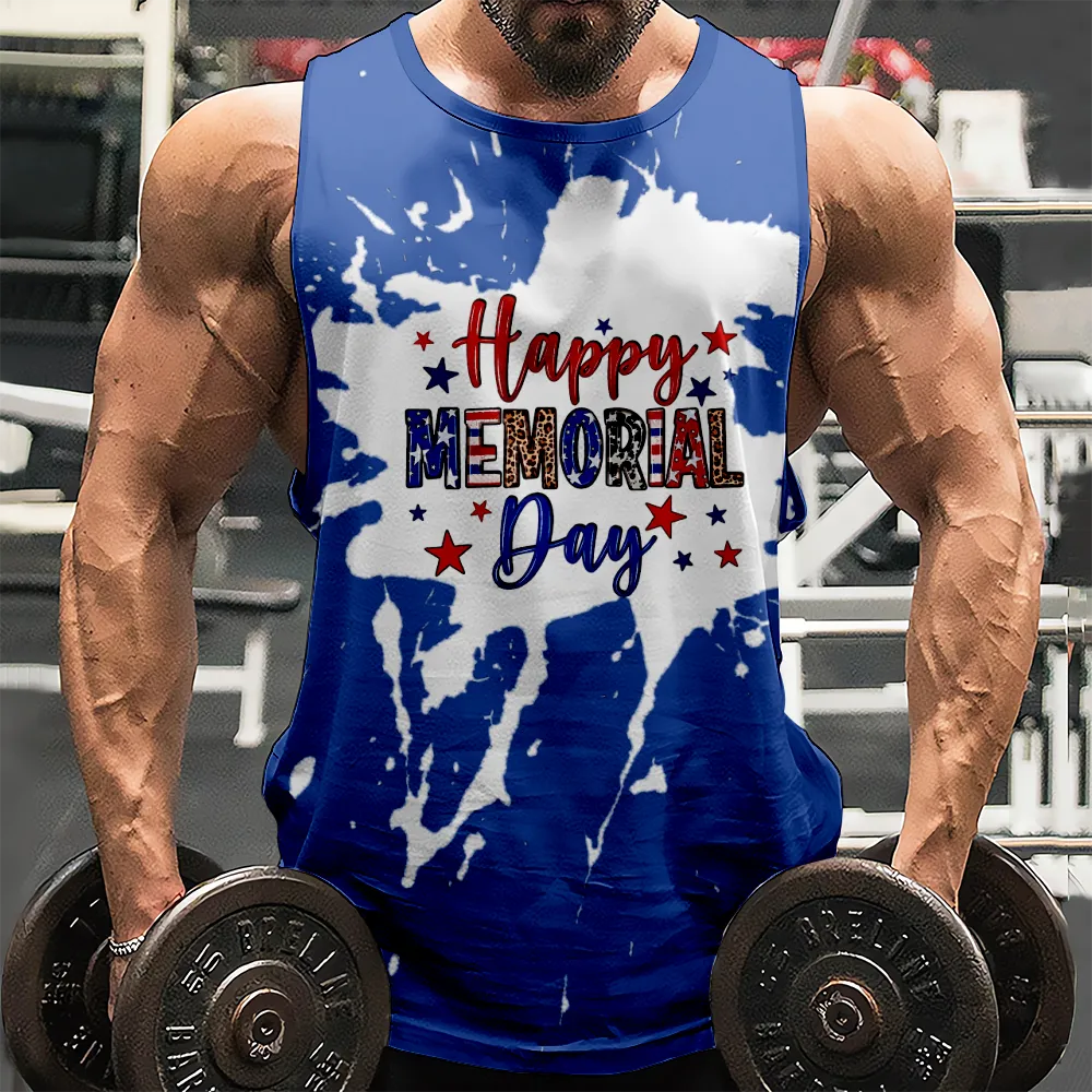 4th of July Men's Plus Size Tank Top Big And Tall American Flag USA Flag 4th of July Eagle Graphic Sleeveless Muscle T-Shirt(H005,100)