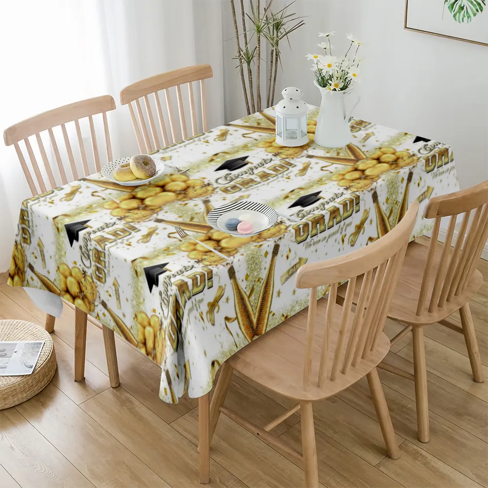 2023 Graduation Decoration Round Fitted Tablecloth, Abstract Pattern, Table Decoration Cloth, Buffet Party and Camping(#04 S-54x54'')