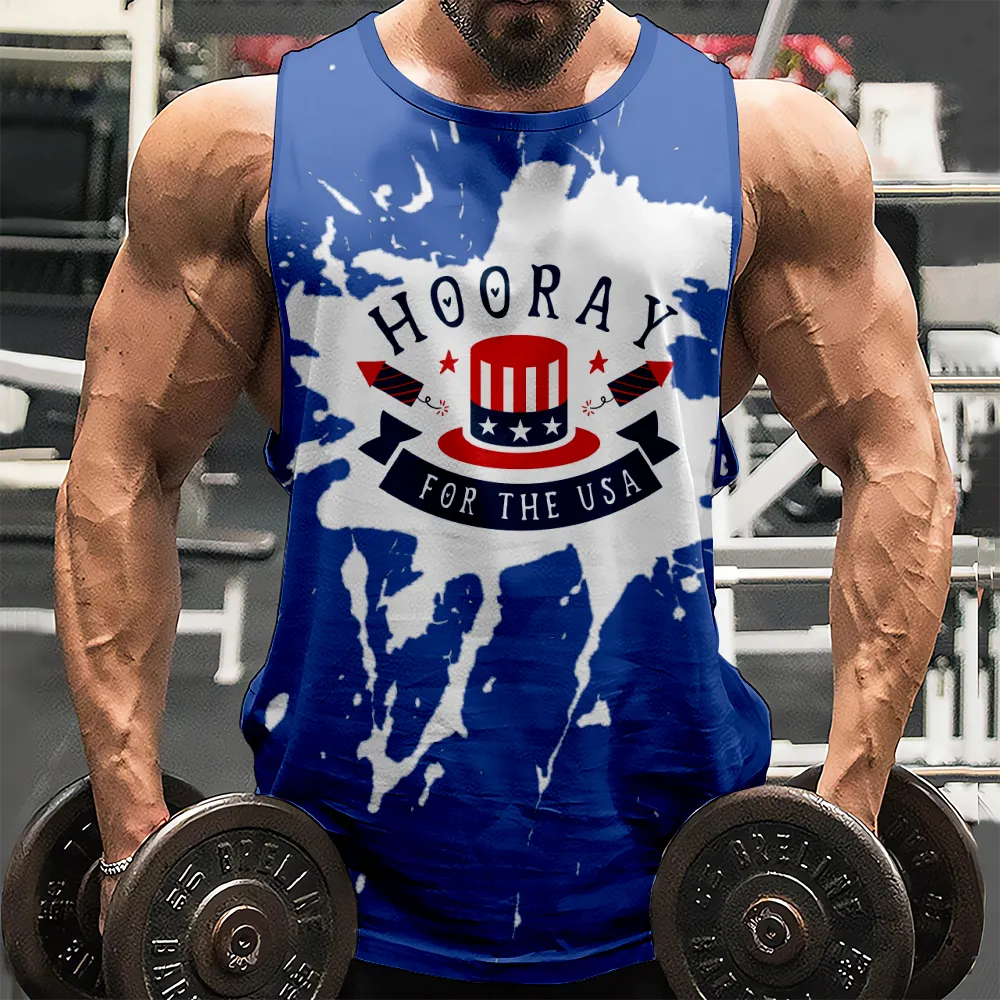 4th of July Men's Plus Size Tank Top Big And Tall American Flag USA Flag 4th of July Eagle Tank Tops Men for Gym Workout Party(H015,100)