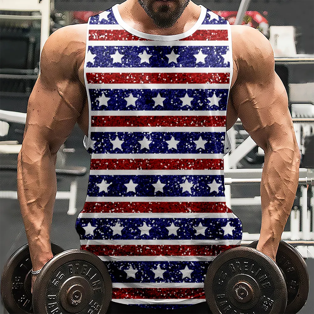 4th of July Graphic Sleeveless Tees Muscle Tanks Shirts American Flag USA Flag 4th of July Eagle Summer Tops for Gym Workout Party(H165,100)