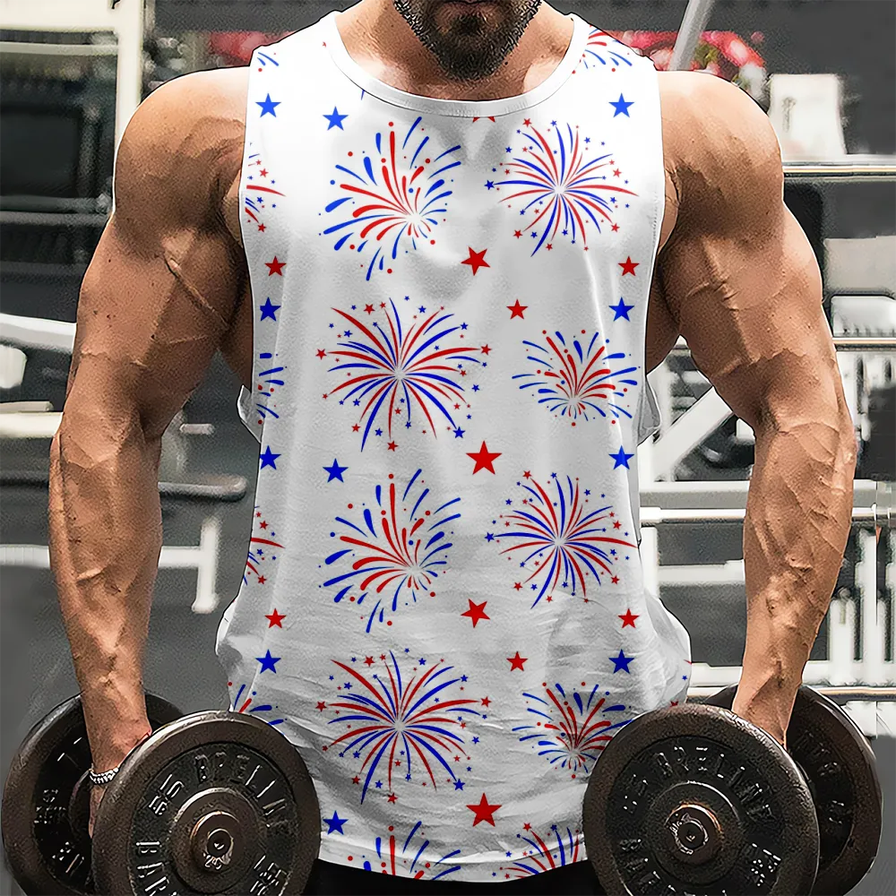 4th of July Muscle Tank Top Shirt American Flag USA Flag 4th of July Eagle Tank Top Sleeveless Tee Shirt(H265,100)