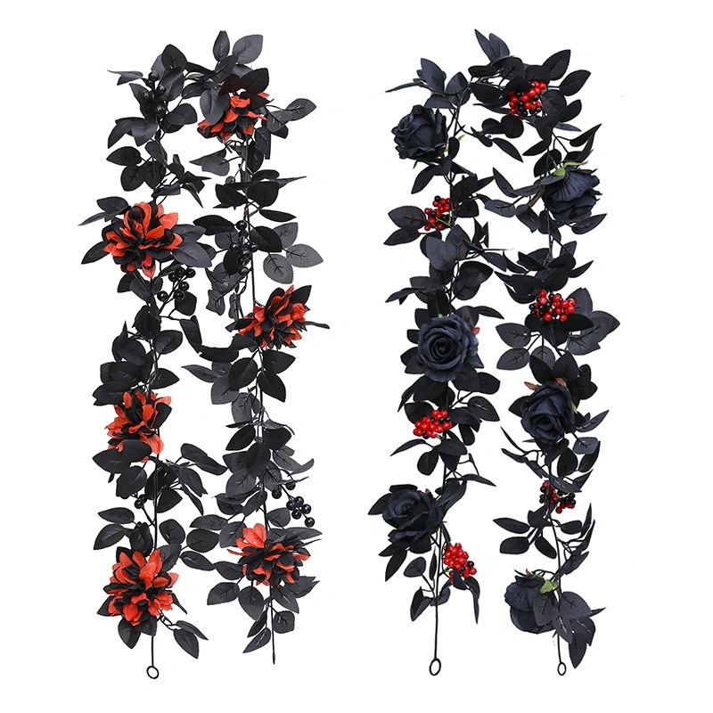 Simulation Black Rose Leaf Rattan Decoration Layout