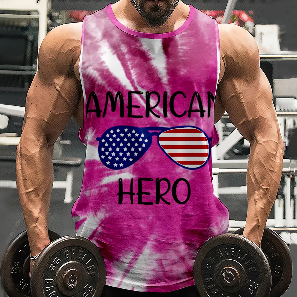 4th of July Graphic Gym Workout Tank Top American Flag USA Flag 4th of July Eagle Tank Top Sleeveless Tee Shirt(H097,100)