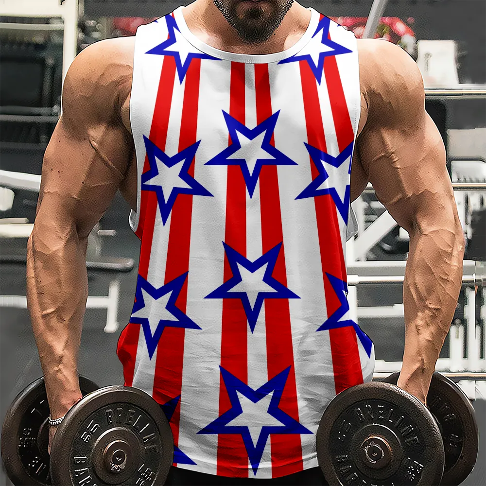 4th of July Crew Sleeveless Tank Top Red Blue Stars Eagle USA Flag Shirts Mens Muscle Tank Top Sleeveless Graphic Gym Workout(H468,100)