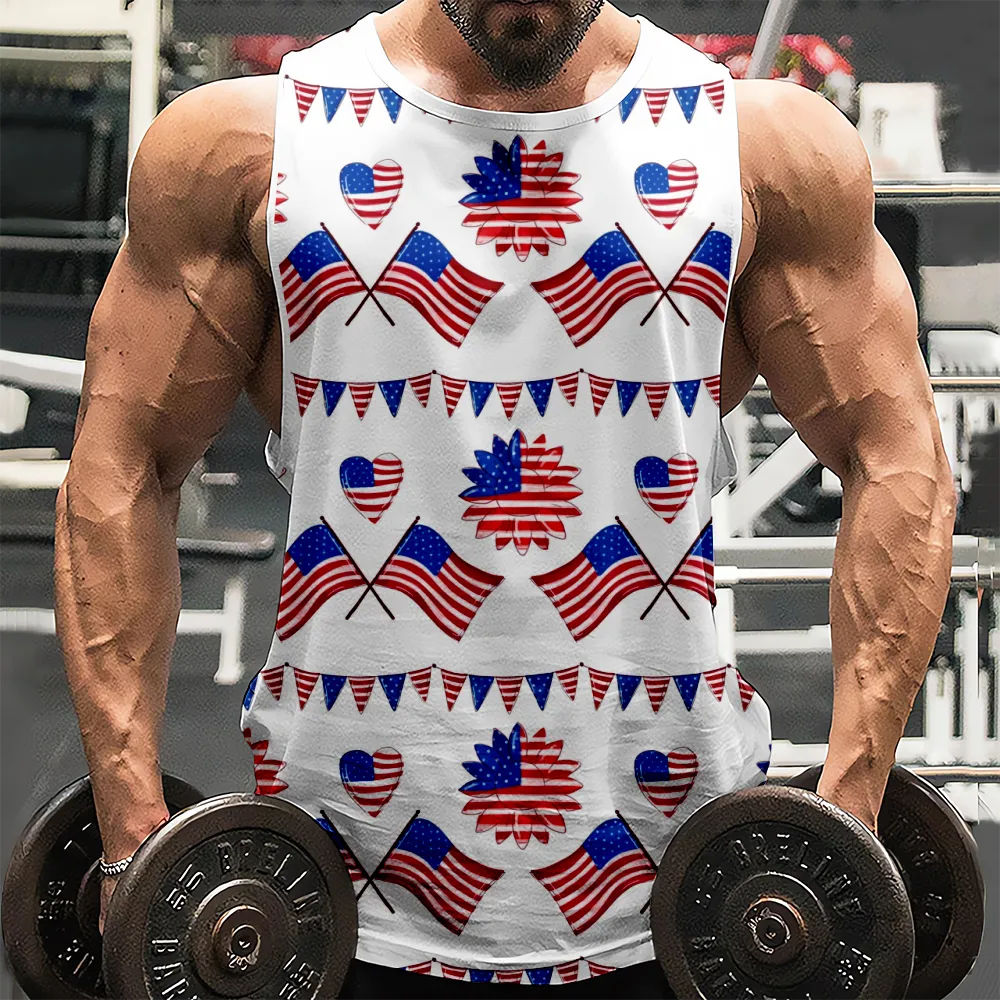 4th of July 3D Print Casual Tank Top for Men American Flag USA Flag 4th of July Eagle Tank Tee American Flag Tank Tops for Men(H284,100)