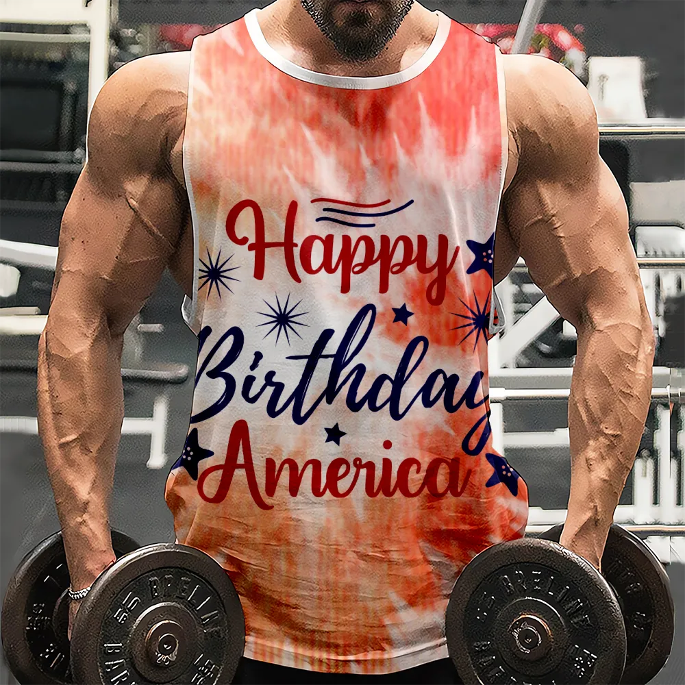 4th of July Graphic Sleeveless Muscle T-Shirt American Flag USA Flag 4th of July Eagle Graphic Sleeveless Muscle T-Shirt(H110,100)