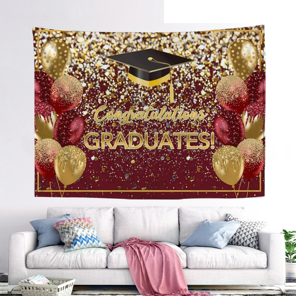 2023 Class Graduation Photography Backdrop Prom Bachelor Cap Ribbon Grad Celebration Party Banner Background for Picture Photo Photobooth Decoration(40x30 in,#16)