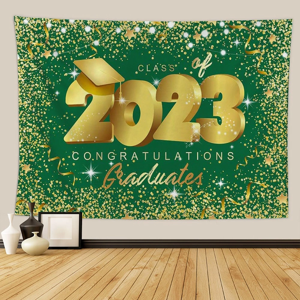 2023 Class Graduation Photography Backdrop Prom Bachelor Cap Ribbon Grad Celebration Party Banner Background for Picture Photo Photobooth Decoration(40x30 in,#22)