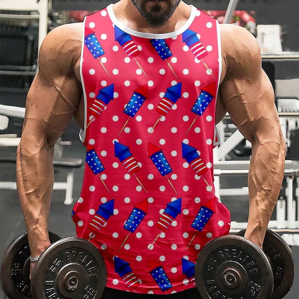 4th of July Graphic Gym Workout Tank Top Red Blue Stars Eagle USA Flag Tank Top Sleeveless Tee Shirt(H390,100)