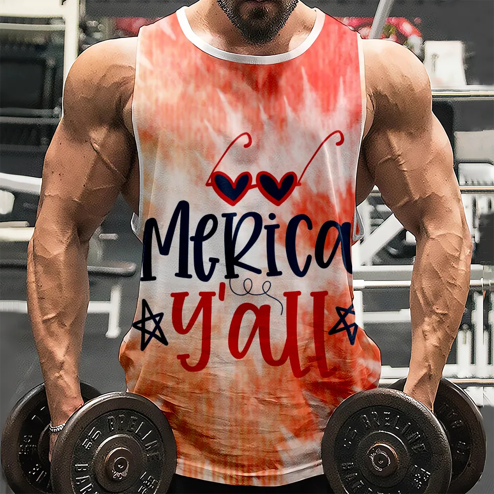 4th of July Graphic Sleeveless Muscle T-Shirt American Flag USA Flag 4th of July Eagle Tank Tee American Flag Tank Tops for Men(H116,100)