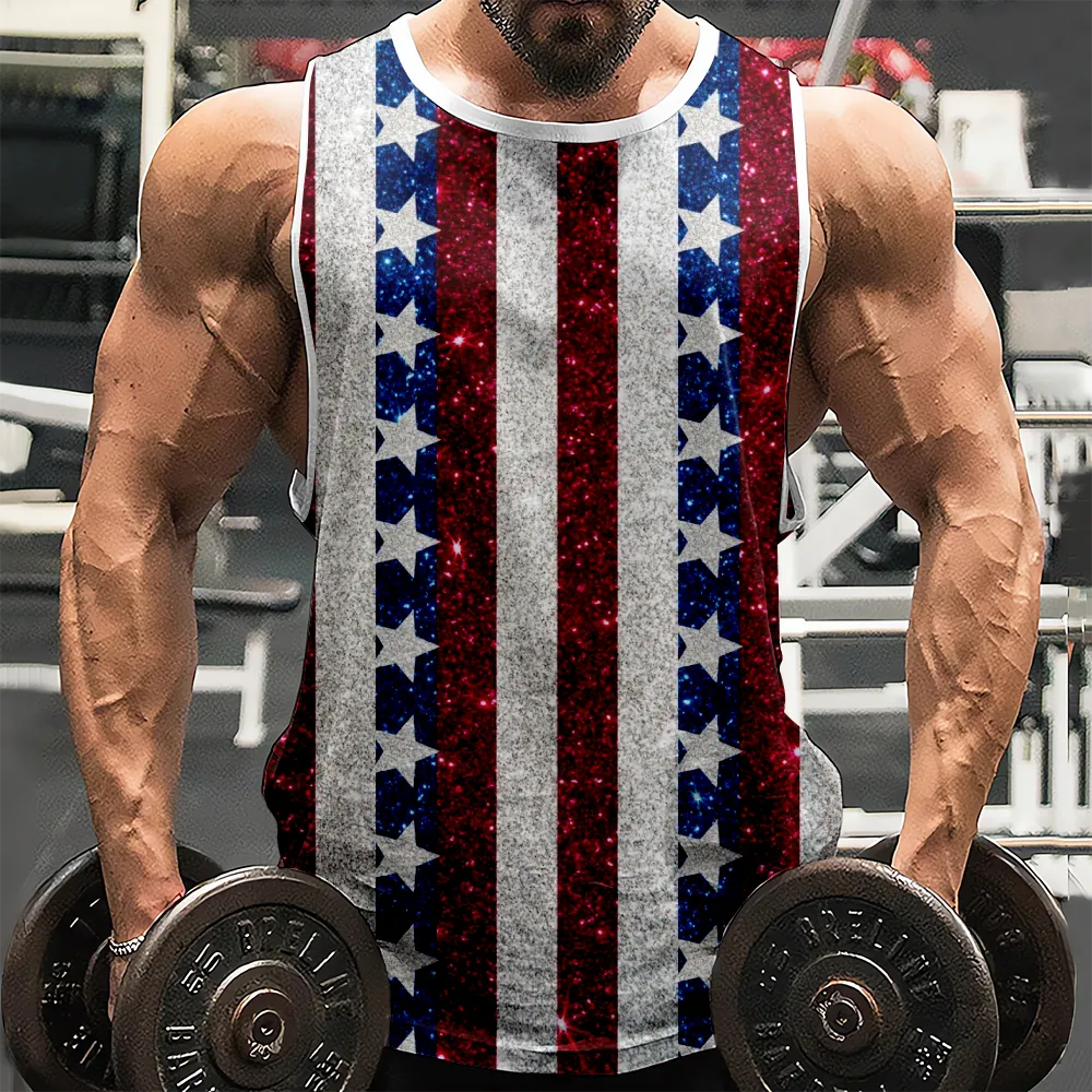 4th of July Graphic Gym Workout Tank Top Red Blue Stars Eagle USA Flag Tank Tops Sleeveless Gym Muscle Workout Tee Tank Top(H391,100)