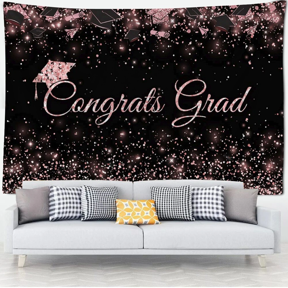 2023 Class Graduation Photography Backdrop Prom Bachelor Cap Ribbon Grad Celebration Party Banner Background for Picture Photo Photobooth Decoration(40x30 in,#27)